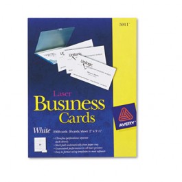 Laser Business Cards, 2 x 3 1/2, White, 10 Cards/Sheet, 2500/Box