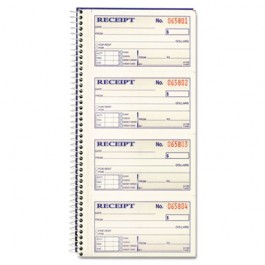 Two-Part Rent Receipt Book, 2 3/4 x 4 3/4, Two-Part Carbonless, 200 Forms