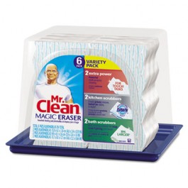 Magic Eraser Foam Pad, 2 2/5" x 4 3/5", Variety Pack, White/Blue