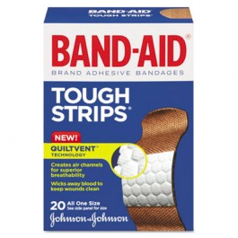 Flexible Fabric Adhesive Tough Strip Bandages, 1 x 3-1/4, 20/Box