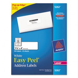 Easy Peel Laser Address Labels, 1-1/3 x 4, White, 350/Pack