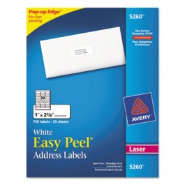 Easy Peel Laser Address Labels, 1 x 2-5/8, White