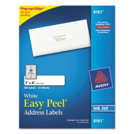 Easy Peel Inkjet Address Labels, 1 x 4, White, 500/Pack