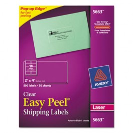 Easy Peel Laser Mailing Labels, 2 x 4, Clear