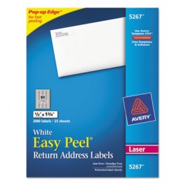 Easy Peel Laser Address Labels, 1/2 x 1-3/4, White, 2000/Pack