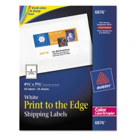 Shipping Labels for Color Laser & Copier, 4-3/4 x 7-3/4, Matte White, 50/Pack
