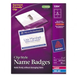 Badge Holders w/Laser/Inkjet Inserts, Top Load, 3 x 4, White