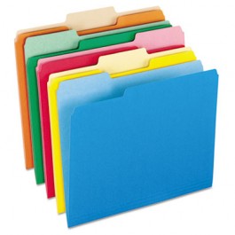 Two-Tone File Folders, 1/3 Cut Top Tab, Letter, Assorted Colors, 100/Box