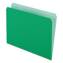 Two-Tone File Folders, Straight Cut, Top Tab, Letter, Green/Light Green, 100/Box