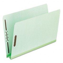 Pressboard Folders with Two 2" Capacity Fasteners, Legal, Green, 25/Box