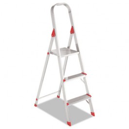 #566 Three Foot Folding Aluminum Euro Platform Ladder, Red