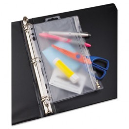 Zippered Ring Binder Pocket, 6 x 9-1/2, Clear/White