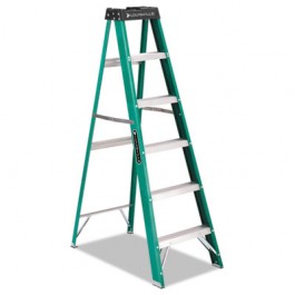 #592 Six-Foot Folding Fiberglass Step Ladder, Green/Black/Yellow