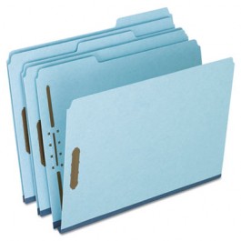 Two-Fastener Pressboard Expanding Folder with 1/3 Cut Tab, Letter, Blue, 25/Box