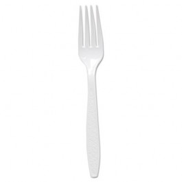 Extra-Heavy Polystyrene Forks, White, Guildware Design, Bulk, 1,000/Case