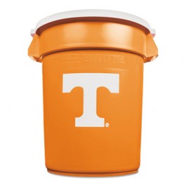 Team Brute Round Container w/Lid, Univ. of Tennessee,32 Gal, Plas., Orange/White