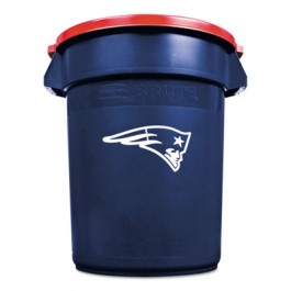 Team Brute Round Container w/Lid, Patriots, 32 Gal, Navy Blue/White/Red
