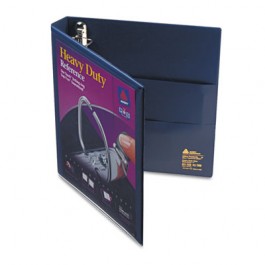 Nonstick Heavy-Duty EZD Reference View Binder, 1" Capacity, Navy Blue