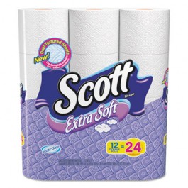 SCOTT Extra Soft Bathroom Tissue, White, 1-Ply, 264 Sheets/Roll