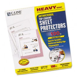 Hvywt Poly Sht Protector, Antimicrobial, Clear, Top-Loading, 11 x 8 1/2