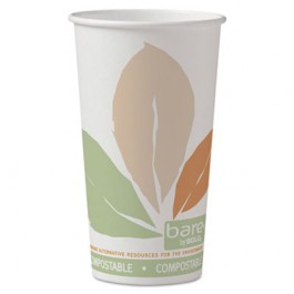 Bare SSPLA Paper Hot Cups, 20oz, White w/Leaf Design