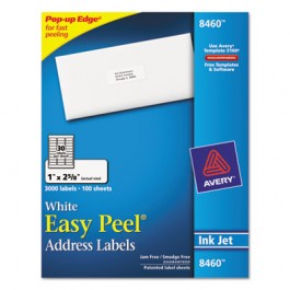 Easy Peel Inkjet Address Labels, 1 x 2-5/8, White