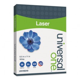 Laser Paper, 98 Brightness, 24lb, 8-1/2 x 11, White, 500 Sheets/Ream