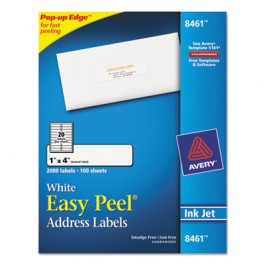 Easy Peel Inkjet Address Labels, 1 x 4, White, 2000/Box