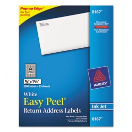 Easy Peel Inkjet Return Address Labels, 1/2 x 1-3/4, WE, 2000/Pack