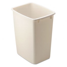 Open-Top Wastebasket, Rectangular, Plastic, 9 gal, Bisque