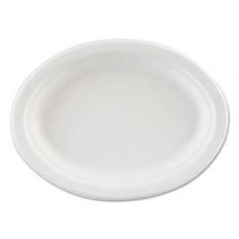 Premium Strength Molded Fiber Dinnerware, Platter, Oval, 7 1/2 x 10, White