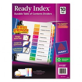 Ready Index Contemporary Table of Contents Divider, 1-10, Multi, Letter