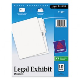 Avery-Style Legal Side Tab Divider, Title: 1-10, Letter, White, 1 Set