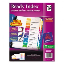 Ready Index Contemporary Table of Contents Divider, 1-12, Multi, Letter