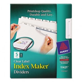 Index Maker White Dividers For Copiers, 5-Tab, Letter, Clear, 5 Sets/Pack