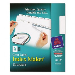 Index Maker Clear Label Dividers, 5-Tab, Letter, White
