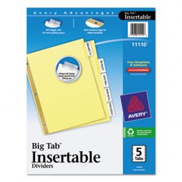 WorkSaver Big Tab Reinforced Dividers w/Clear Tabs, 5-Tab, Letter, Buff