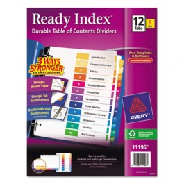 Ready Index Contemporary Contents Divider, 1-12, Multicolor, Letter, 6 Sets