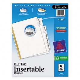 WorkSaver Big Tab Dividers, Clear Tabs, 5-Tab, Letter, White