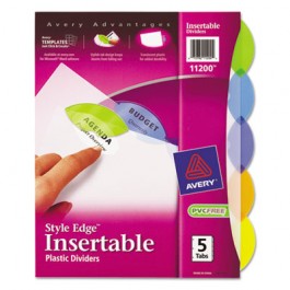 Style Edge Insertable Reference Dividers, 5-Tab, Letter, Assorted, 5/Set