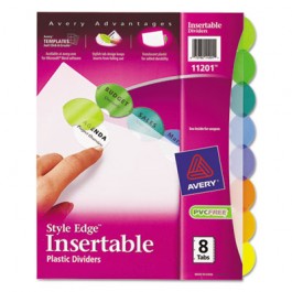 Style Edge Insertable Reference Dividers, 8-Tab, Letter, Assorted, 8/Set
