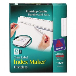 Index Maker Clear Label Dividers, 12-Tab, Letter, White, 5 Sets/Pack