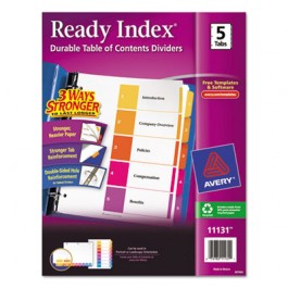 Ready Index Contemporary Table of Contents Divider, 1-5, Multi, Letter