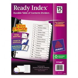 Ready Index Classic Tab Titles, 15-Tab, 1-15, Letter, Black/White, 15/Set