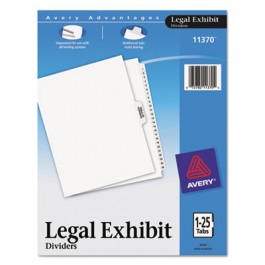 Avery-Style Legal Side Tab Divider, Title: 1-25, Letter, White, 1 Set