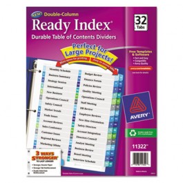 Ready Index Two-Column Table of Contents Divider, Title: 1-32, Multi, Letter