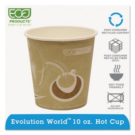 Evolution World 24% PCF Hot Drink Cups, 10 oz, Tan
