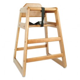 High Chair with Harness, Walnut, 1 each