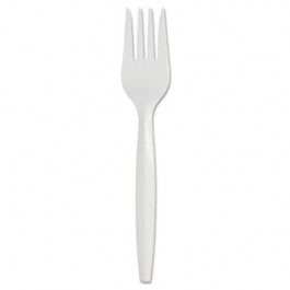 SmartStock Plastic Cutlery Refill, 5.8in, Fork, White, 40/Pack