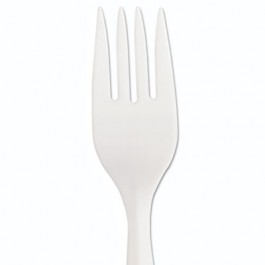 Mediumweight Polypropylene Cutlery, Forks, White, Individually Wrapped